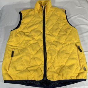 Vintage Nautica Insulated Lined Vest Made in USA Fleece Quilted Yellow Full Zip